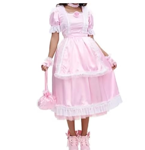 YGZHANYUANOKU Abschließbares Sissy-Kleid, Dienstmädchen, Rosa, Satin, Spitze, Schürzenkleid, Cosplay, Kostüm, personalisierbar, Halloween, rose, L YGZHANYUANOKU Abschließbares Sissy-Kleid, Dienstmädchen, Rosa, Satin, Spitze, Schürzenkleid, Cosplay, Kostüm, personalisierbar, Halloween, rose, L von YGZHANYUANOKU