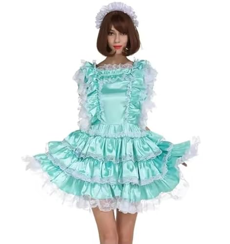 YGZHANYUANOKU Abschließbares Sissy Maid grünes Kleid, Satin, Cosplay-Kostüm, personalisierbar, grün, XXL YGZHANYUANOKU Abschließbares Sissy Maid grünes Kleid, Satin, Cosplay-Kostüm, personalisierbar, grün, XXL von YGZHANYUANOKU