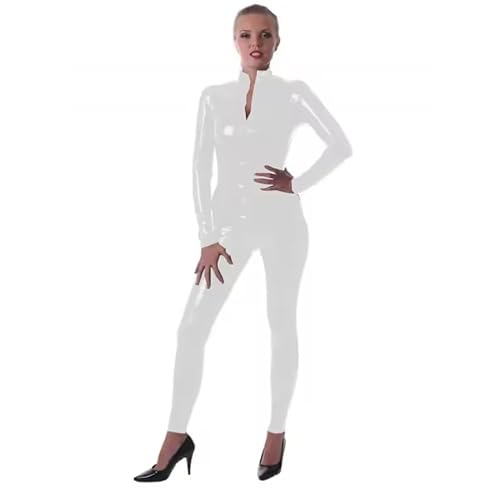 YGZHANYUANOKU Catsuit aus PVC-Leder, Reißverschluss vorne bis zum Schritt, langärmelig, figurbetont, Wet-Look, Bodysuit, Cosplay-Kostüm, personalisierbar, weiß, 6XL YGZHANYUANOKU Catsuit aus PVC-Leder, Reißverschluss vorne bis zum Schritt, langärmelig, figurbetont, Wet-Look, Bodysuit, Cosplay-Kostüm, personalisierbar, weiß, 6XL von YGZHANYUANOKU