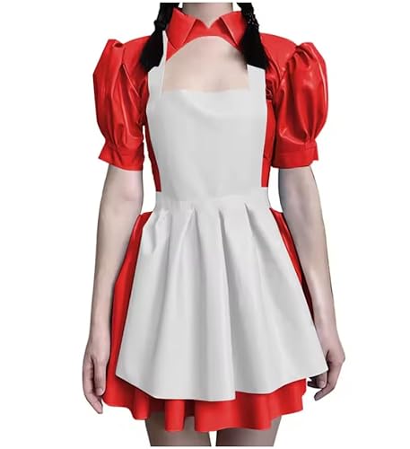 YGZHANYUANOKU Cosplay-Kostüm, PVC-Leder, Lolita-Kleid, Dienstmädchenschürze, Karneval, Halloween, Kostüme, Maskerade, Party, anpassbar, Rot, Größe XXL YGZHANYUANOKU Cosplay-Kostüm, PVC-Leder, Lolita-Kleid, Dienstmädchenschürze, Karneval, Halloween, Kostüme, Maskerade, Party, anpassbar, Rot, Größe XXL von YGZHANYUANOKU