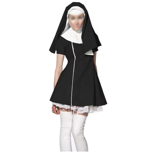 YGZHANYUANOKU Cosplay-Uniform mit Kopfbedeckungen, Patchwork, PVC-Leder, kurze Ärmel, Spitzensaum, Kleid, Halloween-Party-Kostüme, personalisierbar, schwarz, Größe XXL von YGZHANYUANOKU