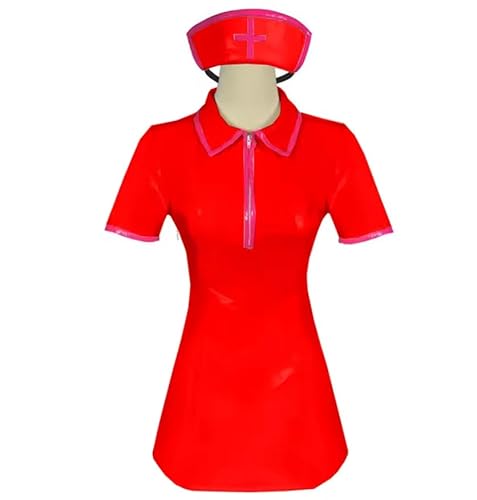YGZHANYUANOKU Dienstmädchen-Kostüm für Damen und Erwachsene, PVC-Leder, Spiel-Cosplay-Uniform, anpassbar, Rot, Größe 6XL YGZHANYUANOKU Dienstmädchen-Kostüm für Damen und Erwachsene, PVC-Leder, Spiel-Cosplay-Uniform, anpassbar, Rot, Größe 6XL von YGZHANYUANOKU