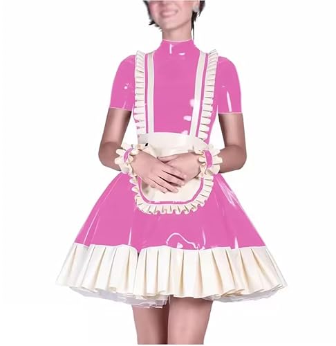 YGZHANYUANOKU Französisches Dienstmädchen-Uniform-Kleid für Damen, glänzendes Leder, mit Schürze, Sissy, Crossdresser, Puff, Cosplay-Kostüm, personalisierbar, Rosa, Größe XXL YGZHANYUANOKU Französisches Dienstmädchen-Uniform-Kleid für Damen, glänzendes Leder, mit Schürze, Sissy, Crossdresser, Puff, Cosplay-Kostüm, personalisierbar, Rosa, Größe XXL von YGZHANYUANOKU