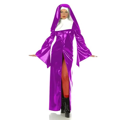 YGZHANYUANOKU Halloween-Cosplay-Kostüm, langärmelig, PVC-Lederkleid mit Kopftuch, Karneval, Fantasie-Kostüm, anpassbar, Fuchsia, Größe L YGZHANYUANOKU Halloween-Cosplay-Kostüm, langärmelig, PVC-Lederkleid mit Kopftuch, Karneval, Fantasie-Kostüm, anpassbar, Fuchsia, Größe L von YGZHANYUANOKU