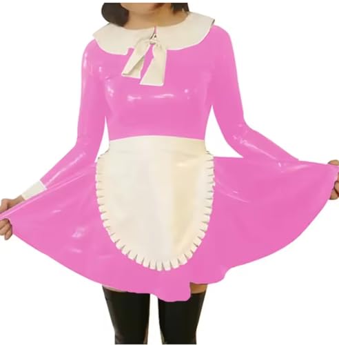 YGZHANYUANOKU Lolita Dienstmädchen mit Schürze, Cosplay-Set, Wet-Look, PVC-Leder, langärmelig, Sissy-Kostüm, personalisierbar, Rot, Größe 3XL YGZHANYUANOKU Lolita Dienstmädchen mit Schürze, Cosplay-Set, Wet-Look, PVC-Leder, langärmelig, Sissy-Kostüm, personalisierbar, Rot, Größe 3XL von YGZHANYUANOKU