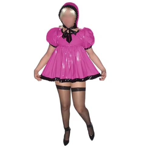 YGZHANYUANOKU Lolita Mini-Kleid mit Rüschen, hohe Taille, Mini-A-Linie, PVC-Leder, Party-Hut, Cosplay, Uniform, Outfits, Rosa, Größe S YGZHANYUANOKU Lolita Mini-Kleid mit Rüschen, hohe Taille, Mini-A-Linie, PVC-Leder, Party-Hut, Cosplay, Uniform, Outfits, Rosa, Größe S von YGZHANYUANOKU