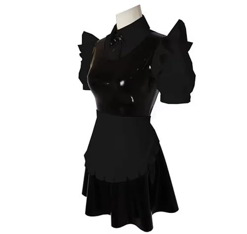YGZHANYUANOKU Mini-Puff-Schuhärmel, Dienstmädchen-Uniform mit Schürze, A-Linie, plissiert, Wetlook, PVC-Kleid, Fliege, schwarz, gespleißt, Cosplay-Anzüge, personalisierbar, Schwarz, Größe XL YGZHANYUANOKU Mini-Puff-Schuhärmel, Dienstmädchen-Uniform mit Schürze, A-Linie, plissiert, Wetlook, PVC-Kleid, Fliege, schwarz, gespleißt, Cosplay-Anzüge, personalisierbar, Schwarz, Größe XL von YGZHANYUANOKU