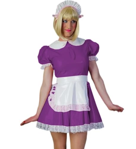 YGZHANYUANOKU PVC-Pan-Kragen, Spitzenbesatz, Puffärmel, plissiert, Minikleid, Dienstmädchen-Cosplay-Kostüm mit Schürze, personalisierbar, Fuchsia, Größe XXL YGZHANYUANOKU PVC-Pan-Kragen, Spitzenbesatz, Puffärmel, plissiert, Minikleid, Dienstmädchen-Cosplay-Kostüm mit Schürze, personalisierbar, Fuchsia, Größe XXL von YGZHANYUANOKU