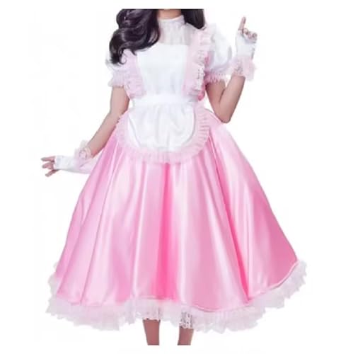 YGZHANYUANOKU Sissy Cosplay abschließbare Satin-Schürze, lange Spitze, mittellang, Indie-Schürze, Kleid, Gothic, Dienstmädchen, Halloween-Kostüm, personalisierbar, rose, 3XL YGZHANYUANOKU Sissy Cosplay abschließbare Satin-Schürze, lange Spitze, mittellang, Indie-Schürze, Kleid, Gothic, Dienstmädchen, Halloween-Kostüm, personalisierbar, rose, 3XL von YGZHANYUANOKU