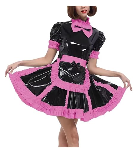 YGZHANYUANOKU Sissy Crossdresser-Kostüm für Herren, PVC-Lackleder, Dienstmädchen, abschließbar, Cosplay, Halloween, Teddy-Kostüm mit Schürze, personalisierbar, Rosa, Größe XXL YGZHANYUANOKU Sissy Crossdresser-Kostüm für Herren, PVC-Lackleder, Dienstmädchen, abschließbar, Cosplay, Halloween, Teddy-Kostüm mit Schürze, personalisierbar, Rosa, Größe XXL von YGZHANYUANOKU