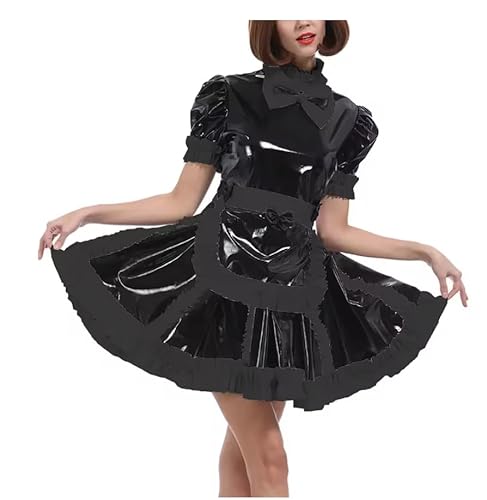 YGZHANYUANOKU Sissy Crossdresser-Kostüm für Herren, PVC-Lackleder, Dienstmädchen, abschließbar, Cosplay, Halloween, Teddy-Kostüm mit Schürze, personalisierbar, Rot, Größe XL YGZHANYUANOKU Sissy Crossdresser-Kostüm für Herren, PVC-Lackleder, Dienstmädchen, abschließbar, Cosplay, Halloween, Teddy-Kostüm mit Schürze, personalisierbar, Rot, Größe XL von YGZHANYUANOKU