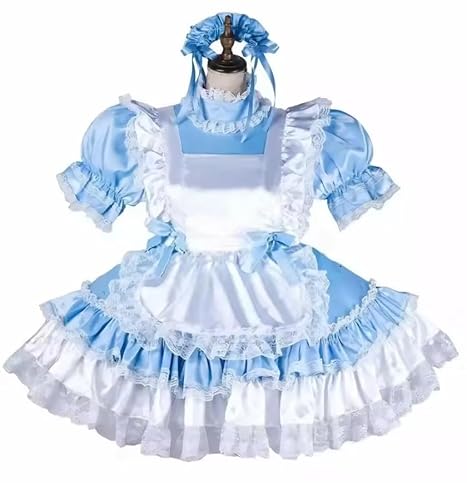 YGZHANYUANOKU Sissy Lockable Blue Dress Maid Cosplay Outfit Adult Tailored, blau, M YGZHANYUANOKU Sissy Lockable Blue Dress Maid Cosplay Outfit Adult Tailored, blau, M von YGZHANYUANOKU