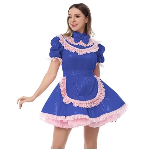 YGZHANYUANOKU Sissy Minikleid aus PVC-Leder mit Schürze, Dienstmädchen-Uniformen, hoher Halsausschnitt, Spitzenbesatz, Schleife, metallisches Dienstmädchen-Cosplay-Kostüm, Lolita-Outfit, anpassbar, YGZHANYUANOKU Sissy Minikleid aus PVC-Leder mit Schürze, Dienstmädchen-Uniformen, hoher Halsausschnitt, Spitzenbesatz, Schleife, metallisches Dienstmädchen-Cosplay-Kostüm, Lolita-Outfit, anpassbar, von YGZHANYUANOKU
