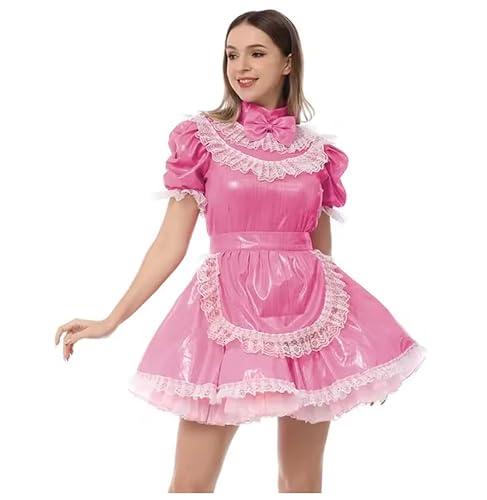 YGZHANYUANOKU Sissy Minikleid aus PVC-Leder mit Schürze, Dienstmädchen-Uniformen, hoher Halsausschnitt, Spitzenbesatz, Schleife, metallisches Dienstmädchen-Cosplay-Kostüm, Lolita-Outfit, anpassbar, YGZHANYUANOKU Sissy Minikleid aus PVC-Leder mit Schürze, Dienstmädchen-Uniformen, hoher Halsausschnitt, Spitzenbesatz, Schleife, metallisches Dienstmädchen-Cosplay-Kostüm, Lolita-Outfit, anpassbar, von YGZHANYUANOKU