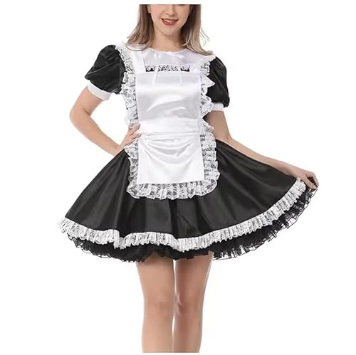 YGZHANYUANOKU Sissy Süßes Dienstmädchenkleid, Cospiay-Kostüm, Puff, kurzärmelig, Dienstmädchen-Outfits mit Schürze, Spitzenbesatz, plissiert, Minikleid, Party-Uniformen, Schwarz, Größe 4XL YGZHANYUANOKU Sissy Süßes Dienstmädchenkleid, Cospiay-Kostüm, Puff, kurzärmelig, Dienstmädchen-Outfits mit Schürze, Spitzenbesatz, plissiert, Minikleid, Party-Uniformen, Schwarz, Größe 4XL von YGZHANYUANOKU