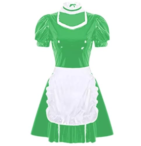 YGZHANYUANOKU Sissy französisches Dienstmädchen-Kostüm für Damen, kurzärmelig, glänzendes PVC-Leder, Cosplay, Uniform, Schürze, Stirnband, Kostüme, personalisierbar, Grün, Größe XXL YGZHANYUANOKU Sissy französisches Dienstmädchen-Kostüm für Damen, kurzärmelig, glänzendes PVC-Leder, Cosplay, Uniform, Schürze, Stirnband, Kostüme, personalisierbar, Grün, Größe XXL von YGZHANYUANOKU