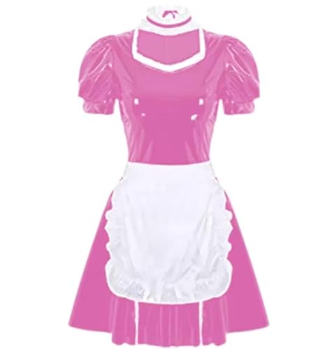 YGZHANYUANOKU Sissy französisches Dienstmädchen-Kostüm für Damen, kurzärmelig, glänzendes PVC-Leder, Cosplay, Uniform, Schürze, Stirnband, Kostüme, personalisierbar, Rosa, Größe 7XL YGZHANYUANOKU Sissy französisches Dienstmädchen-Kostüm für Damen, kurzärmelig, glänzendes PVC-Leder, Cosplay, Uniform, Schürze, Stirnband, Kostüme, personalisierbar, Rosa, Größe 7XL von YGZHANYUANOKU