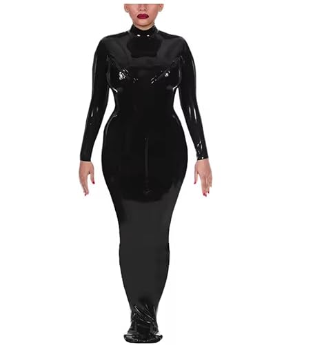 YGZHANYUANOKU Wetlook PVC-Leder-Jumpsuits für Damen, Reißverschluss, Catsuit, Stehkragen, langärmelig, Strampler, hauteng, Karnevalskostüme, personalisierbar, Schwarz, Größe L YGZHANYUANOKU Wetlook PVC-Leder-Jumpsuits für Damen, Reißverschluss, Catsuit, Stehkragen, langärmelig, Strampler, hauteng, Karnevalskostüme, personalisierbar, Schwarz, Größe L von YGZHANYUANOKU