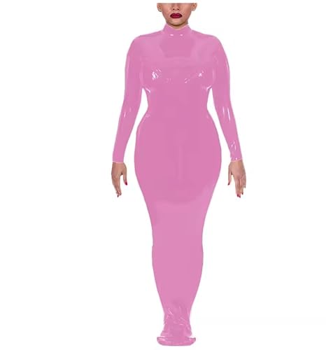 YGZHANYUANOKU Wetlook PVC-Leder-Jumpsuits für Damen, Reißverschluss, Catsuit, Stehkragen, langärmelig, hauteng, Karnevalskostüme, personalisierbar, Rosa, Größe XL YGZHANYUANOKU Wetlook PVC-Leder-Jumpsuits für Damen, Reißverschluss, Catsuit, Stehkragen, langärmelig, hauteng, Karnevalskostüme, personalisierbar, Rosa, Größe XL von YGZHANYUANOKU