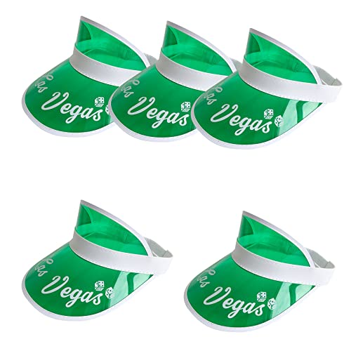 Yuanhe 5 Stück Las Vegas grüne Händler-Visiere, Kostüm-Hut, Einheitsgröße, erweiterbares Stirnband von YH Poker