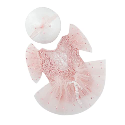 Säuglingsfotografie Outfit Stirnband & Tulle Kleid & Strampler Foto Requisiten Unisex Baby Foto Kleidung Neugeborene Duschgeschenk von YHAILI