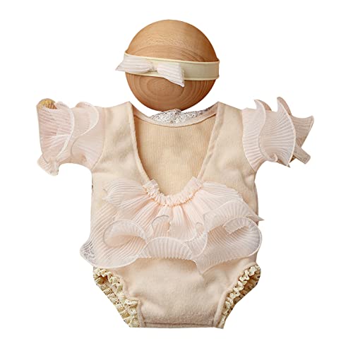 Neugeborene Foto Requisiten Bowknot Stirnband & Spitzen Overalls Baby Fotografie Kleidung Kopfschmuck Kurzärmeliger Strampler Für Säugling von YHAILI