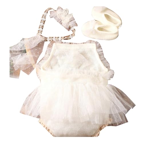YHAILI Zartes Neugeborenes Spitzenkleid Mit Passenden Haarband & Schuhen Prinzessin Strampler Mit Stirnband Für 0-1m Babys Fotoshootings YHAILI Zartes Neugeborenes Spitzenkleid Mit Passenden Haarband & Schuhen Prinzessin Strampler Mit Stirnband Für 0-1m Babys Fotoshootings von YHAILI