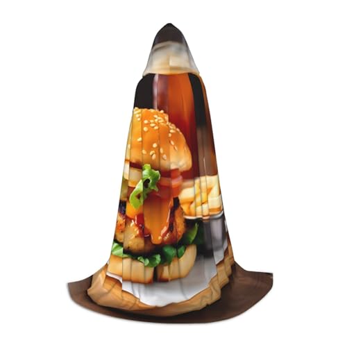 Kapuzenumhang mit Hühnerbein Burger Drink Print - Stilvoller und vielseitiger Umhang für alle Jahreszeiten, passend für Karneval, Kostümpartys Kapuzenumhang mit Hühnerbein Burger Drink Print - Stilvoller und vielseitiger Umhang für alle Jahreszeiten, passend für Karneval, Kostümpartys von YHBLYKXP