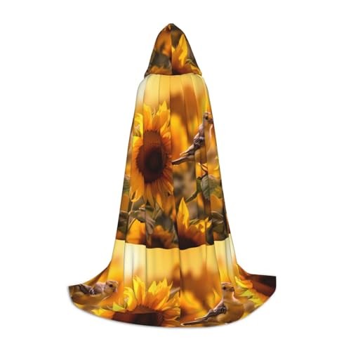 Kapuzenumhang mit Vögeln und Sonnenblumen-Druck – stilvoller und vielseitiger Umhang für alle Jahreszeiten, passend für Karneval, Kostümpartys Kapuzenumhang mit Vögeln und Sonnenblumen-Druck – stilvoller und vielseitiger Umhang für alle Jahreszeiten, passend für Karneval, Kostümpartys von YHBLYKXP