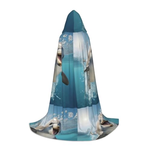 Kapuzenumhang mit lustigem Tier-Delfin-Druck, stilvoller und vielseitiger Umhang für alle Jahreszeiten, geeignet für Karneval, Kostümpartys Kapuzenumhang mit lustigem Tier-Delfin-Druck, stilvoller und vielseitiger Umhang für alle Jahreszeiten, geeignet für Karneval, Kostümpartys von YHBLYKXP