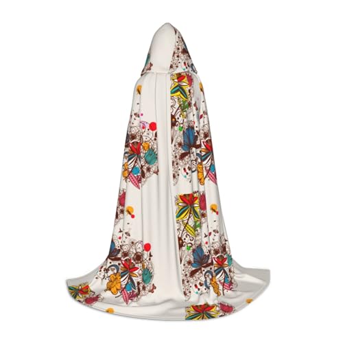 Umhang mit buntem Blumen- und Schmetterlings-Druck – stilvoller und vielseitiger Umhang für alle Jahreszeiten, geeignet für Karneval, Kostümpartys Umhang mit buntem Blumen- und Schmetterlings-Druck – stilvoller und vielseitiger Umhang für alle Jahreszeiten, geeignet für Karneval, Kostümpartys von YHBLYKXP
