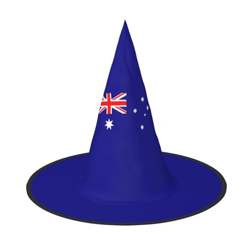 YHBLYKXP Australische Flagge, verstellbarer Halloween-Hexenhut mit faltbarer Krempe, für Kostümparty, Karneval, Maskenball von YHBLYKXP