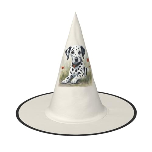 YHBLYKXP Dalmatiner verstellbarer Halloween-Hexenhut mit faltbarer Krempe für Kostümparty, Karneval, Maskenball von YHBLYKXP