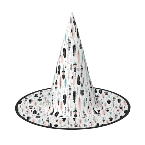 YHBLYKXP Feder, verstellbarer Halloween-Hexenhut mit faltbarer Krempe für Kostümparty, Karneval, Maskenball von YHBLYKXP
