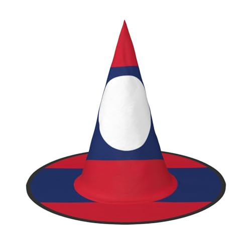 YHBLYKXP Flagge von Laos, verstellbarer Halloween-Hexenhut mit faltbarer Krempe, für Kostümparty, Karneval, Maskenball von YHBLYKXP