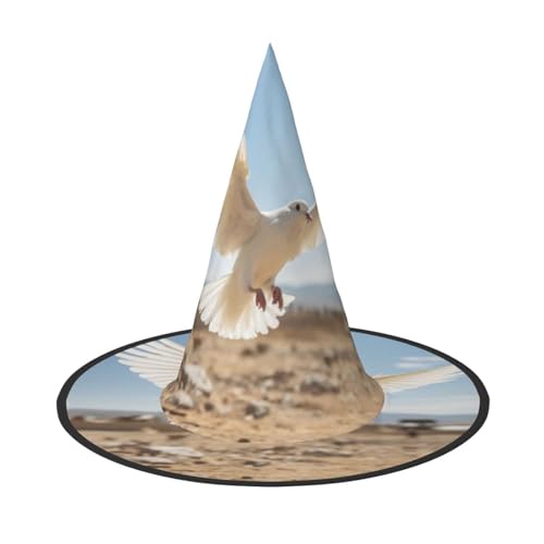 YHBLYKXP Flying Dove verstellbarer Halloween-Hexenhut mit faltbarer Krempe für Kostümparty, Karneval, Maskenball von YHBLYKXP