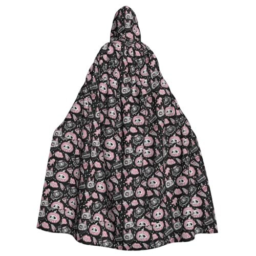 YHBLYKXP Halloween Kürbis Katze Druck Kapuzenumhang für Erwachsene, übergroßer Kapuzenumhang mit Fliege, Partykleid für Erwachsene von YHBLYKXP