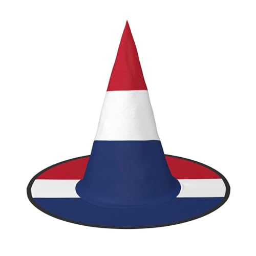 YHBLYKXP Holländische Flagge, verstellbarer Halloween-Hexenhut mit faltbarer Krempe, für Kostümparty, Karneval, Maskenball von YHBLYKXP