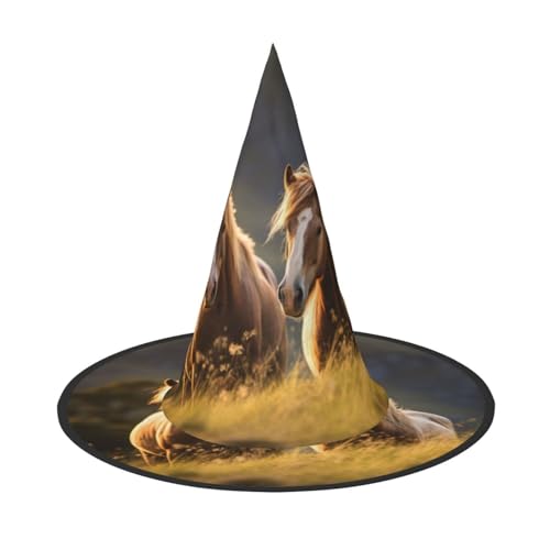 YHBLYKXP Hores verstellbarer Halloween-Hexenhut mit faltbarer Krempe für Kostümparty, Karneval, Maskenball von YHBLYKXP