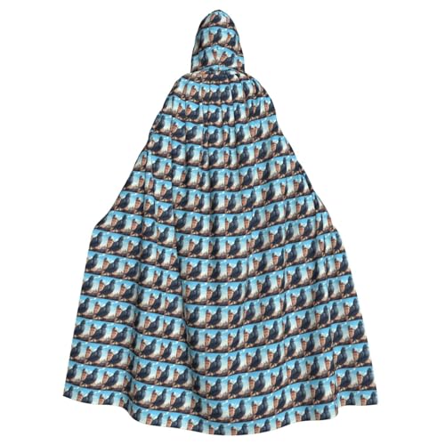 YHBLYKXP Kapuzenumhang mit Cartoon-Taubenmuster für Erwachsene, übergroßer Kapuzenumhang mit Fliege, Partykleid für Erwachsene von YHBLYKXP
