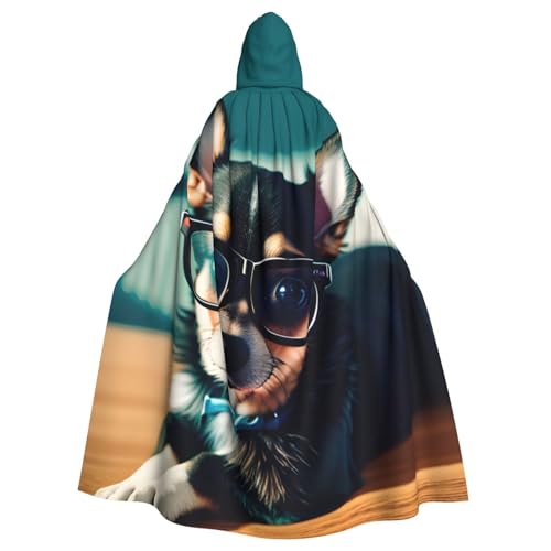 YHBLYKXP Kapuzenumhang mit Chihuahua-Motiv und Brille, für Erwachsene, übergroßer Kapuzenumhang mit Fliege, Partykleid für Erwachsene YHBLYKXP Kapuzenumhang mit Chihuahua-Motiv und Brille, für Erwachsene, übergroßer Kapuzenumhang mit Fliege, Partykleid für Erwachsene von YHBLYKXP
