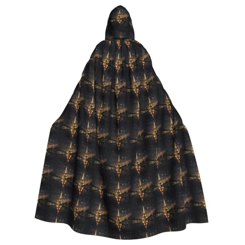 YHBLYKXP Kapuzenumhang mit Eiffelturm-Aufdruck für Erwachsene, übergroßer Kapuzenumhang mit Fliege, Partykleid für Erwachsene von YHBLYKXP
