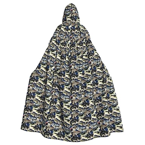 YHBLYKXP Kapuzenumhang mit Fischmuster für Erwachsene, übergroßer Kapuzenumhang mit Fliege, Partykleid für Erwachsene von YHBLYKXP