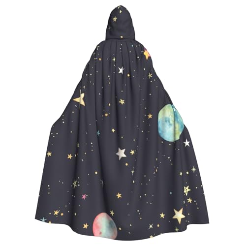 YHBLYKXP Kapuzenumhang mit Galaxy-Aufdruck, für Erwachsene, übergroßer Kapuzenumhang mit Fliege, Partykleid für Erwachsene von YHBLYKXP