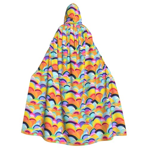 YHBLYKXP Kapuzenumhang mit Regenbogenmuster für Erwachsene, übergroßer Kapuzenumhang mit Fliege, Partykleid für Erwachsene von YHBLYKXP