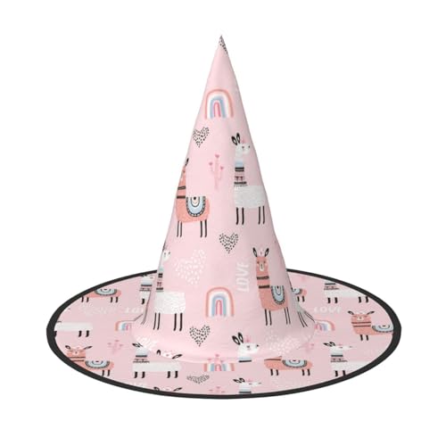 YHBLYKXP Lama, verstellbarer Halloween-Hexenhut mit faltbarer Krempe, für Kostümparty, Karneval, Maskenball von YHBLYKXP