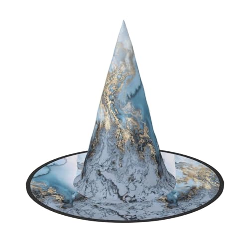 YHBLYKXP Marmor Verstellbarer Halloween-Hexenhut mit faltbarer Krempe für Kostümparty, Karneval, Maskenball von YHBLYKXP