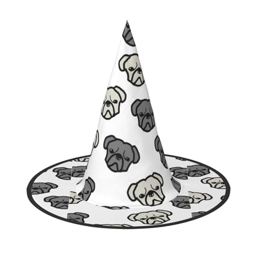 YHBLYKXP Merican Dog Head Verstellbarer Halloween-Hexenhut mit faltbarer Krempe für Kostümparty, Karneval, Maskenball von YHBLYKXP
