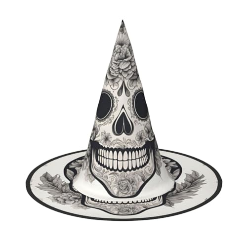 YHBLYKXP Mexikanischer Totenkopf-Hexenhut mit faltbarer Krempe, verstellbar, für Kostümpartys, Karneval, Maskenball von YHBLYKXP