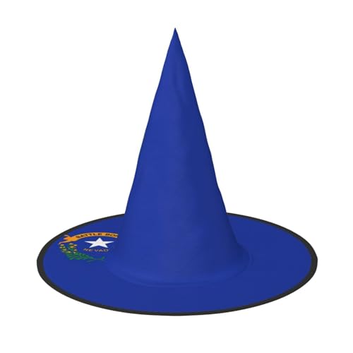 YHBLYKXP Nevada-Flagge, verstellbarer Halloween-Hexenhut mit faltbarer Krempe, für Kostümparty, Karneval, Maskenball von YHBLYKXP